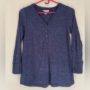 Motherhood Heathered Navy Long Sleeve Top